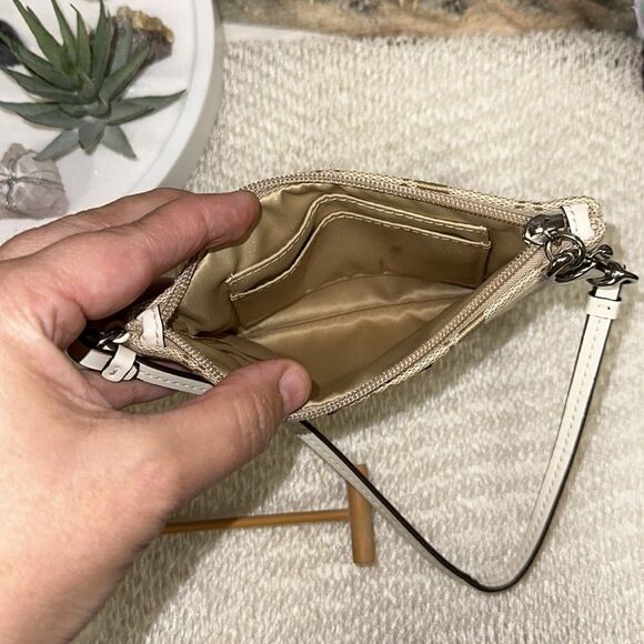 Coach C Signature Logo Light Brown Ivory Canvas Leather Combo Wristlet Wallet - Picture 8 of 10